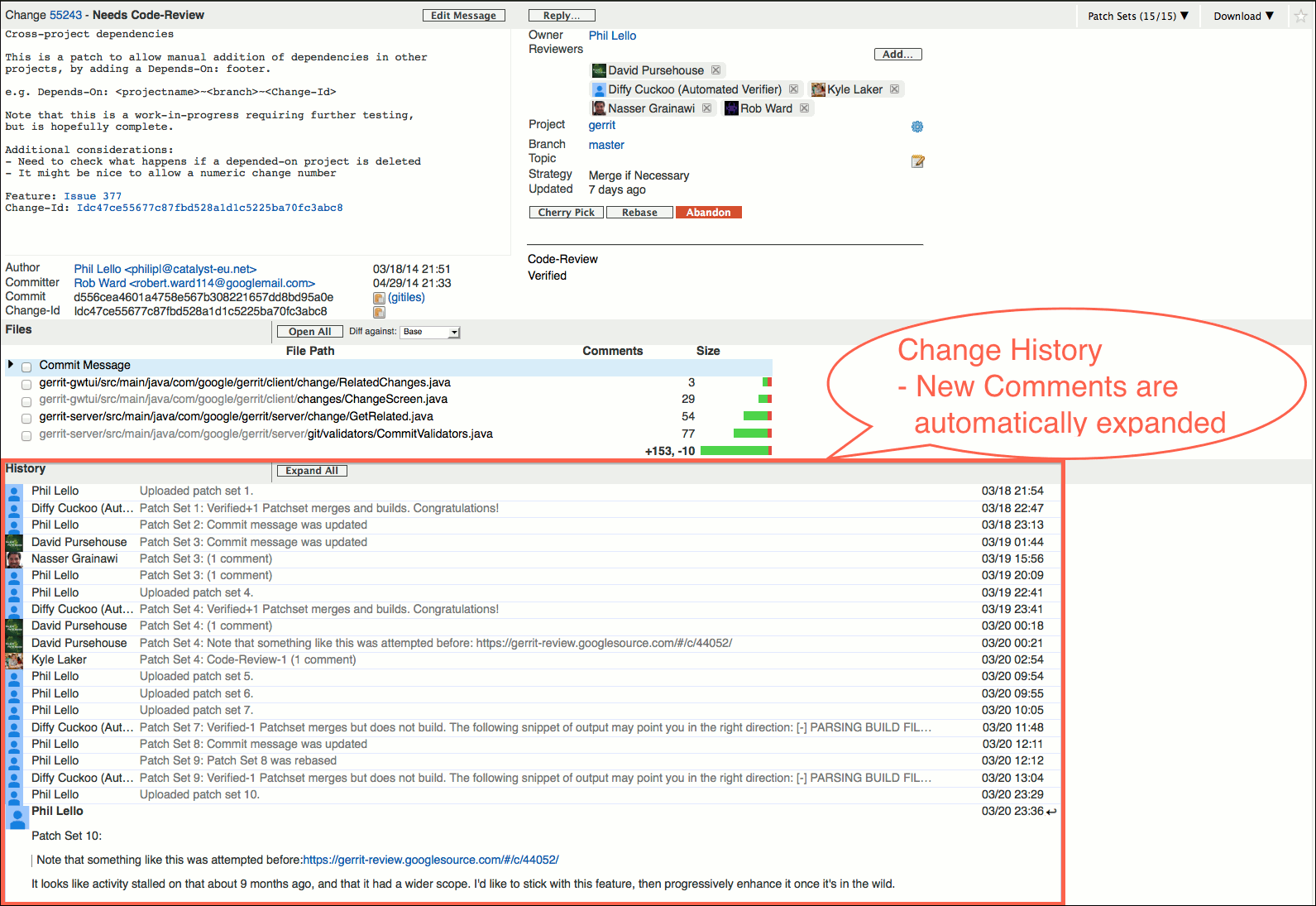 gwt user review ui change screen history