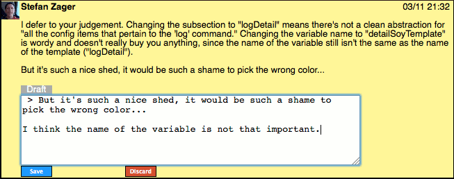 gwt user review ui side by side diff screen comment reply
